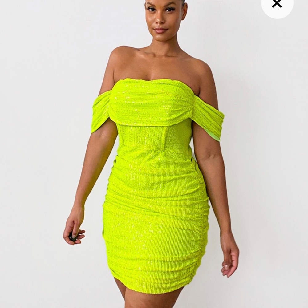 Sequin Neon Green Dress #PLT